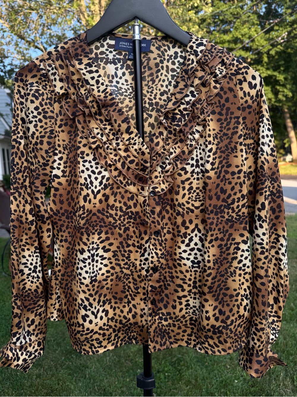 Jones New York Leopard Print Blouse in Brown and Black
